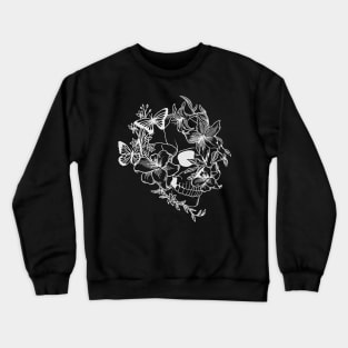 Skull with butterflies and lilies. Cool Hippie Skull Crewneck Sweatshirt